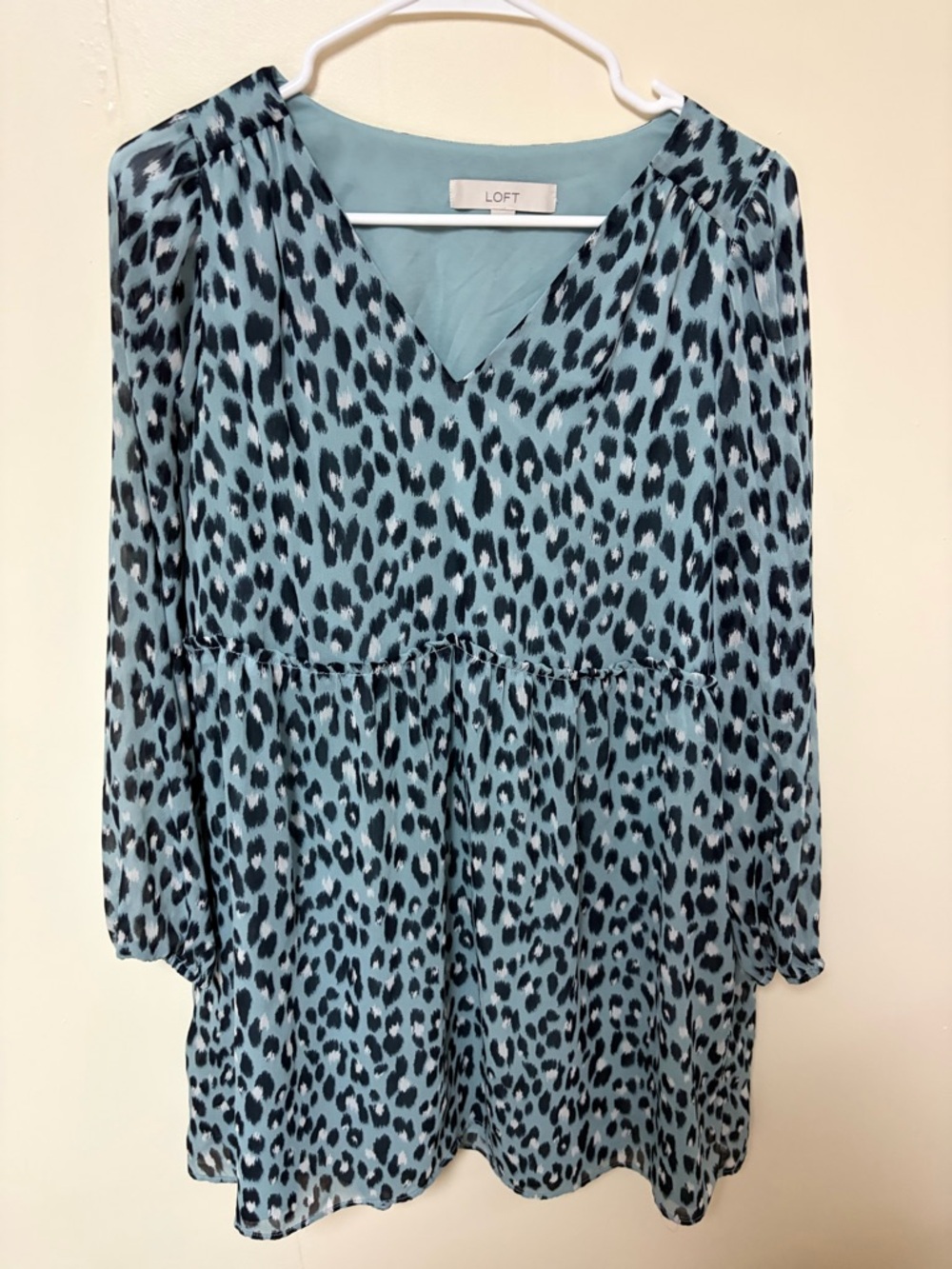 LOFT Blue and Black Leopard-Print Dress